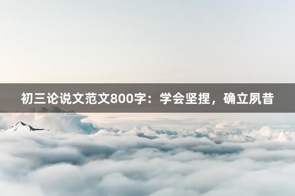 初三论说文范文800字：学会坚捏，确立夙昔