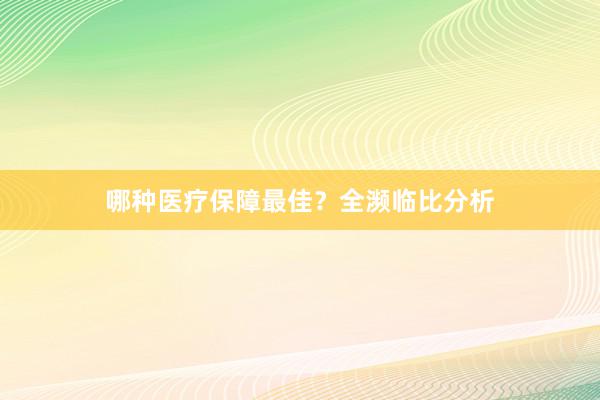 哪种医疗保障最佳?全濒临比分析