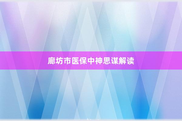 廊坊市医保中神思谋解读