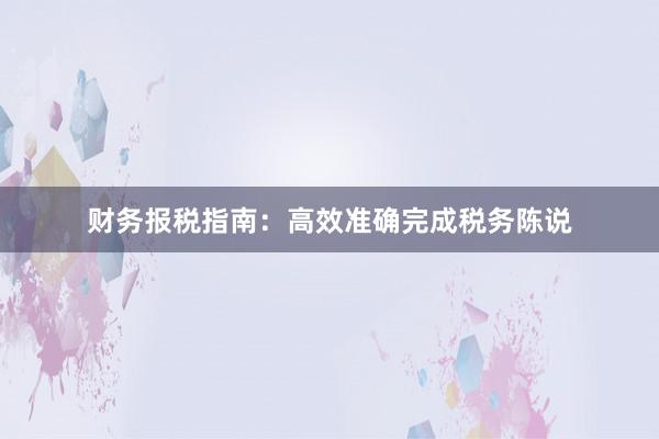 财务报税指南：高效准确完成税务陈说